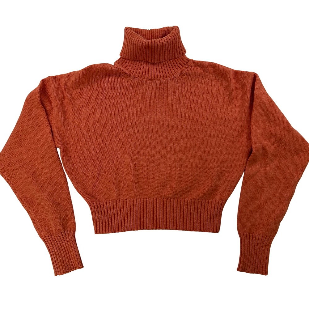 Club Monaco Womens‎ Turtleneck Cropped Sweater Pumpkin Orange Fall Autumn Sz M